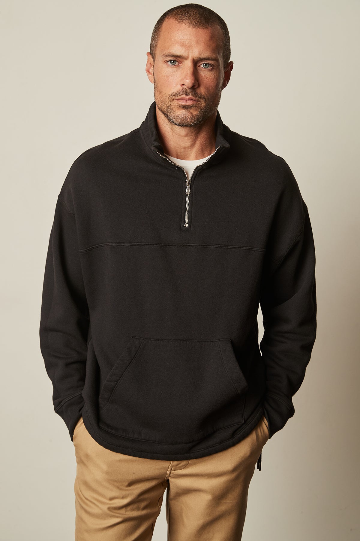 Baldwin Quarter-Zip Sweatshirt in black front-25483974607041