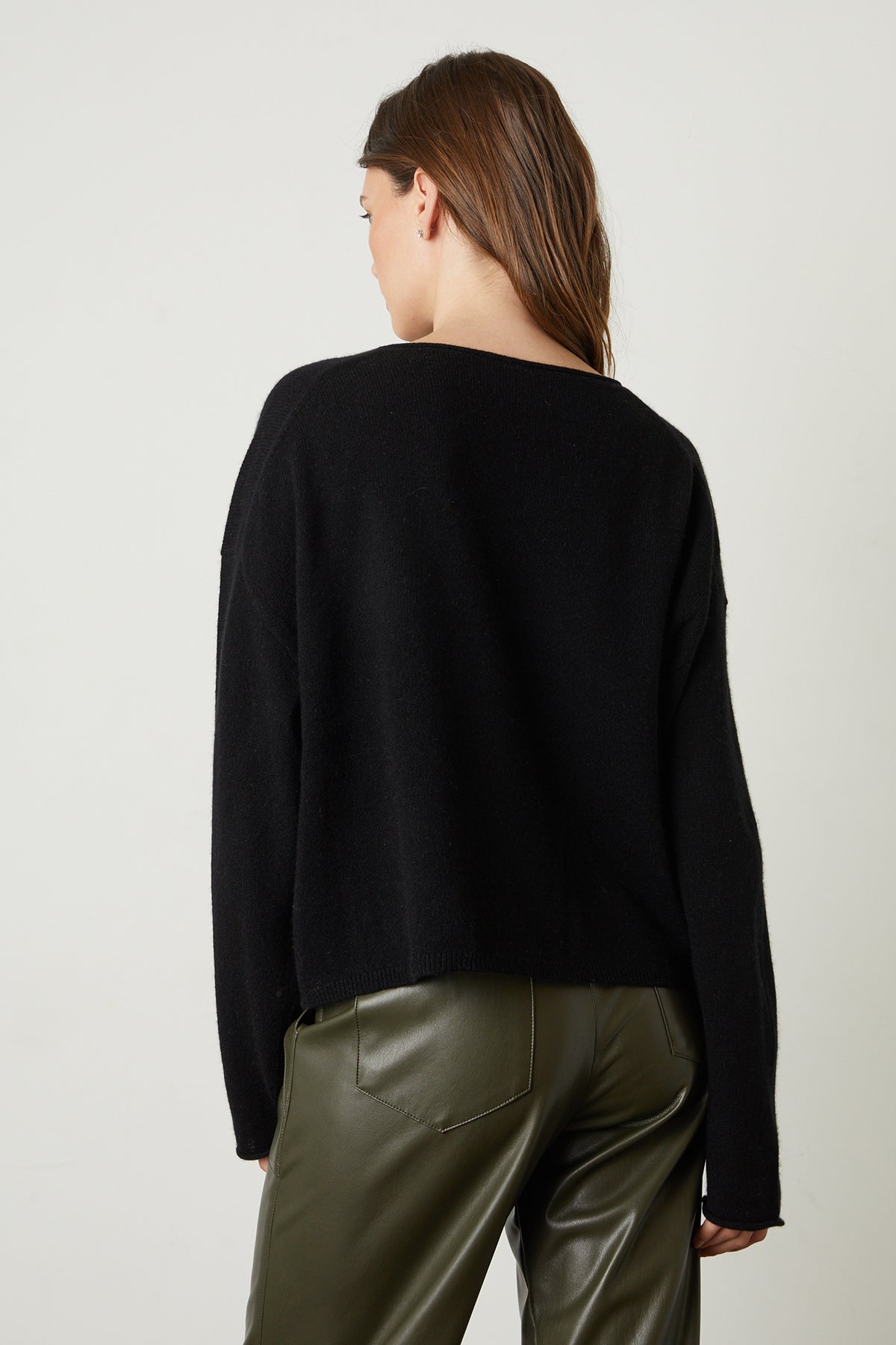 Amika Cashmere V-Neck Sweater in black back-25548551028929