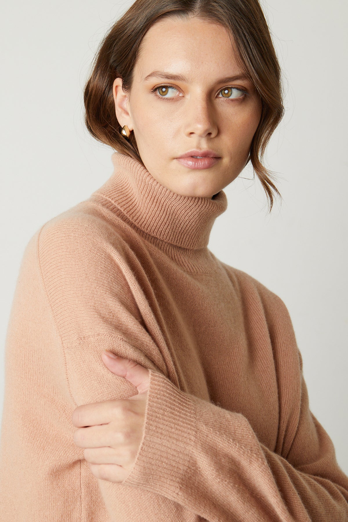 Velvet Women's Ellie Mockneck Cashmere Sweater - Maple Brown - Size M