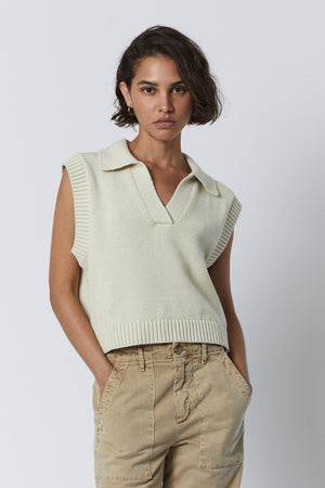 Avalon Sweater Tank in flax with Temescal pant front