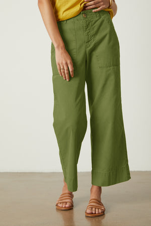 Mya Pant in soft army green color front
