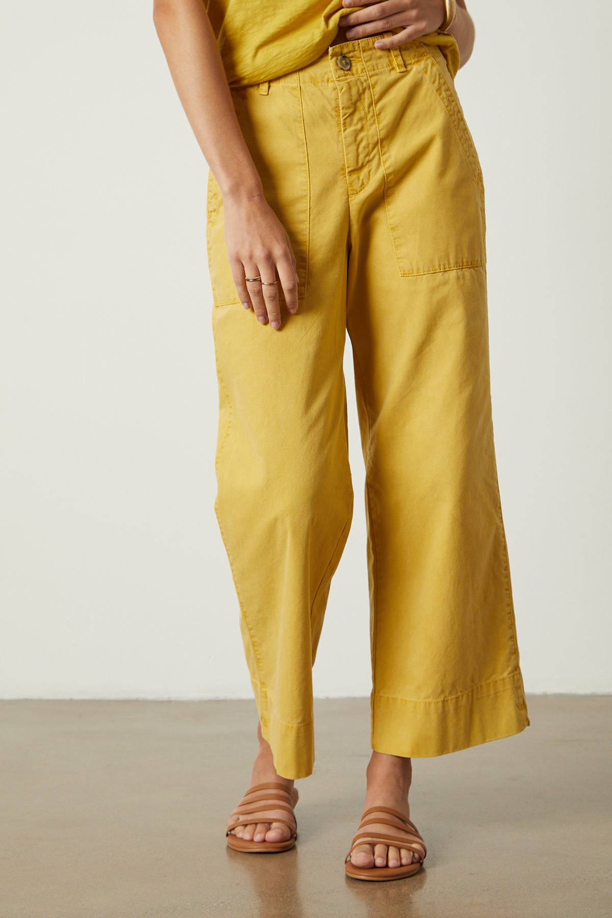 Mya Pant in golden yellow aurora color front-26022773424321