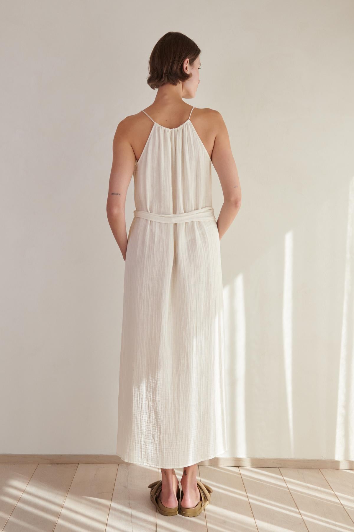 Women's Coastal Double Gauze Cutout Midi Dress made with Organic Cotton