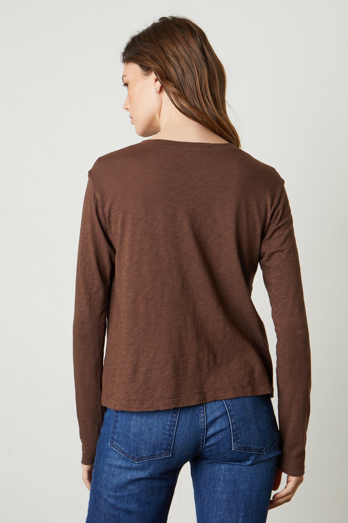   Hester Crew Neck Tee in bark brown back 