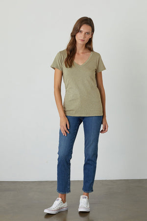 Lilith Tee in Axe with Victoria Denim Front Full Length View