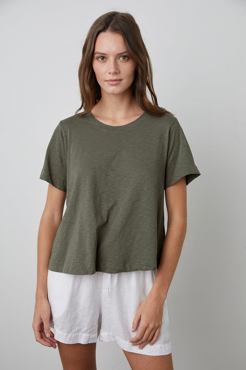 Lula Tee Basil Tammy Short White Front