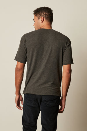 Newall crew neck shirt in dark heathered grey anthracite color back