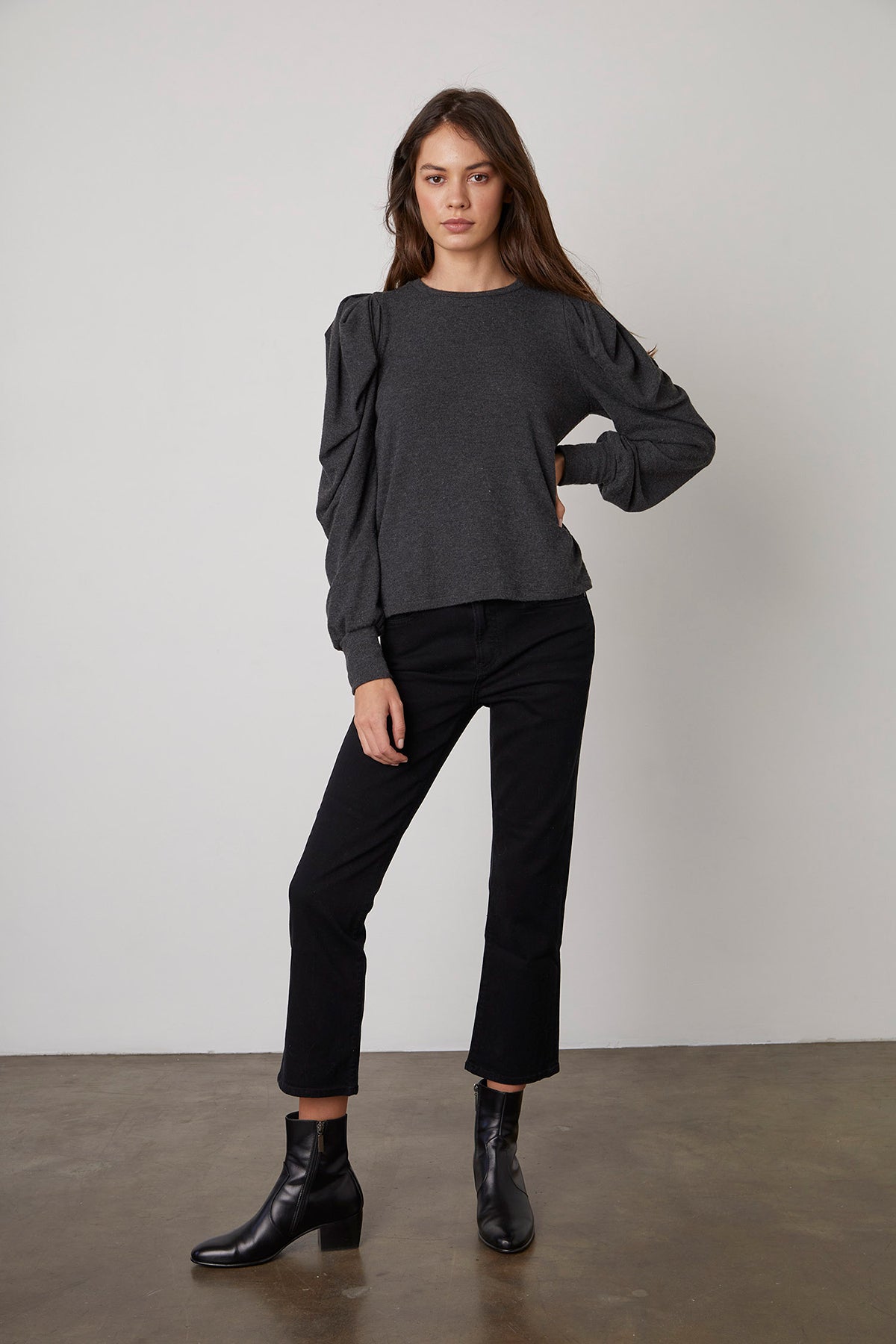 Bianca Top Anthracite Kate Denim Onyx Front-23195460927681