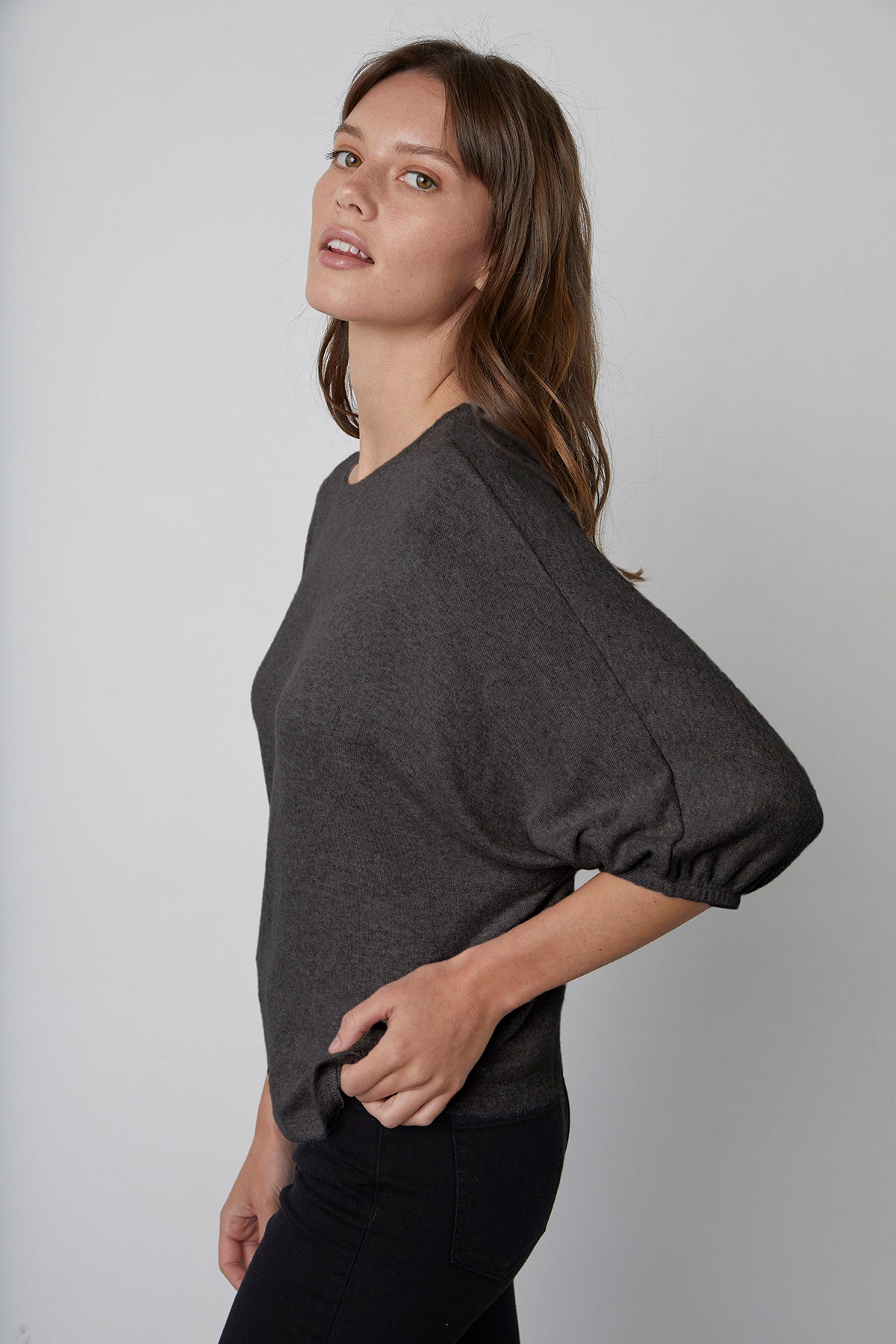   Makayla Crew Neck Pullover in anthracite  side 