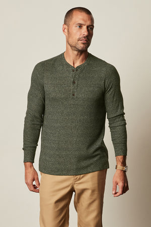 Anthony Thermal Henley front moss green