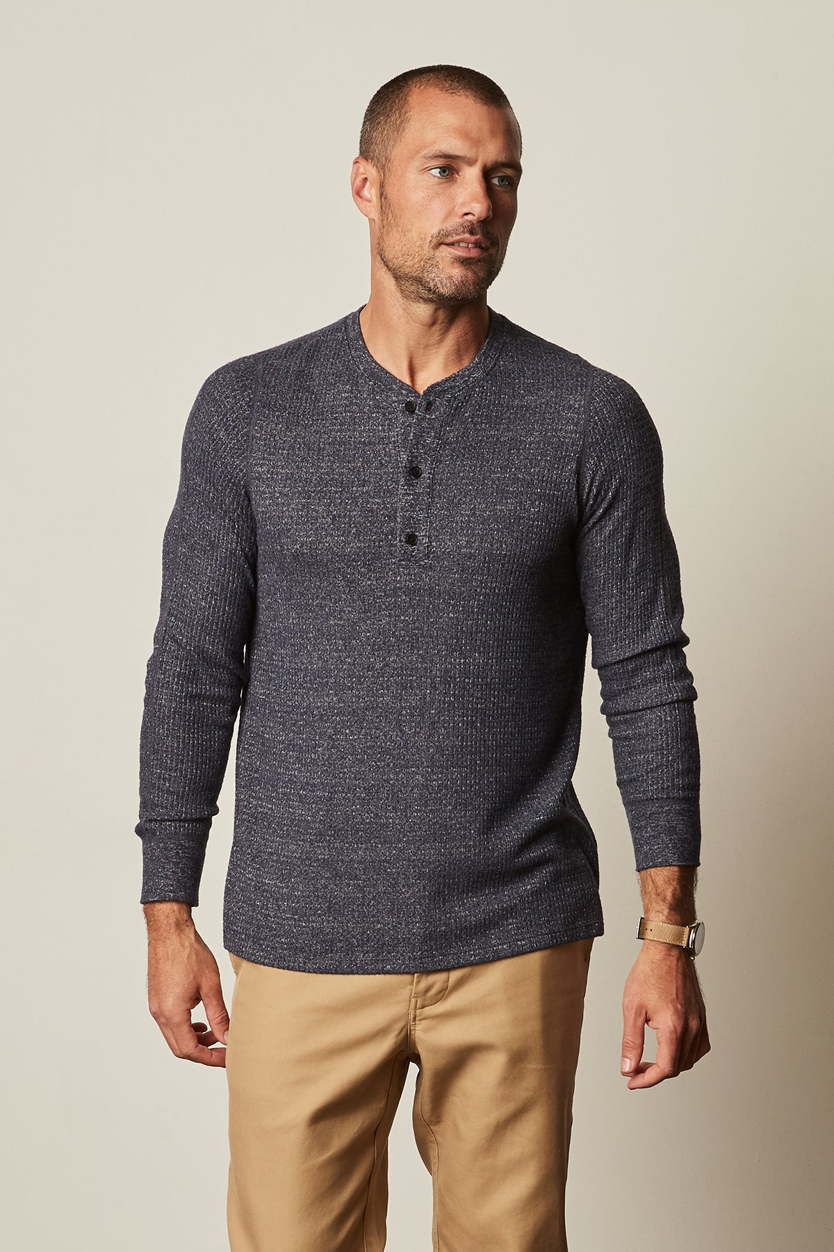   Anthony Thermal Henley front navy blue 