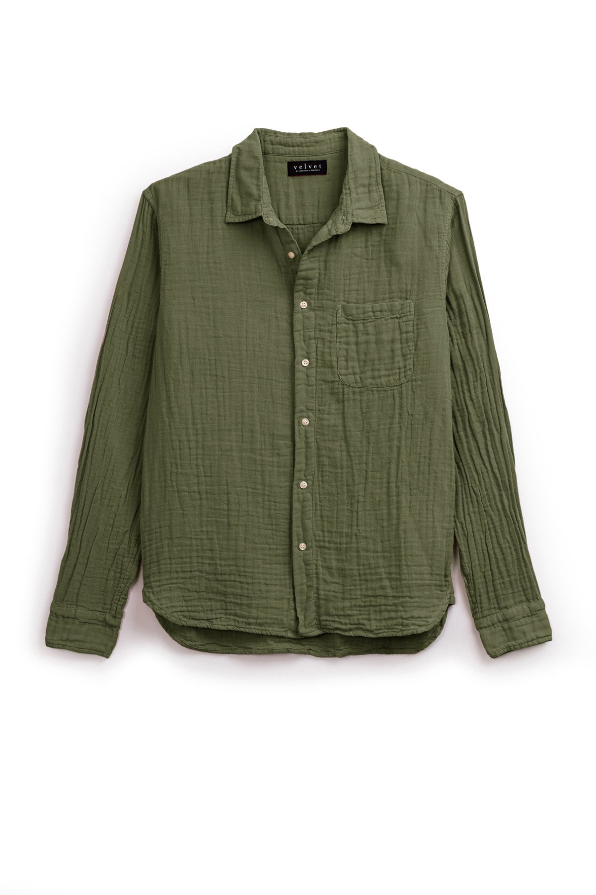   A Velvet by Graham & Spencer ELTON BUTTON-UP SHIRT with a natural texture. 