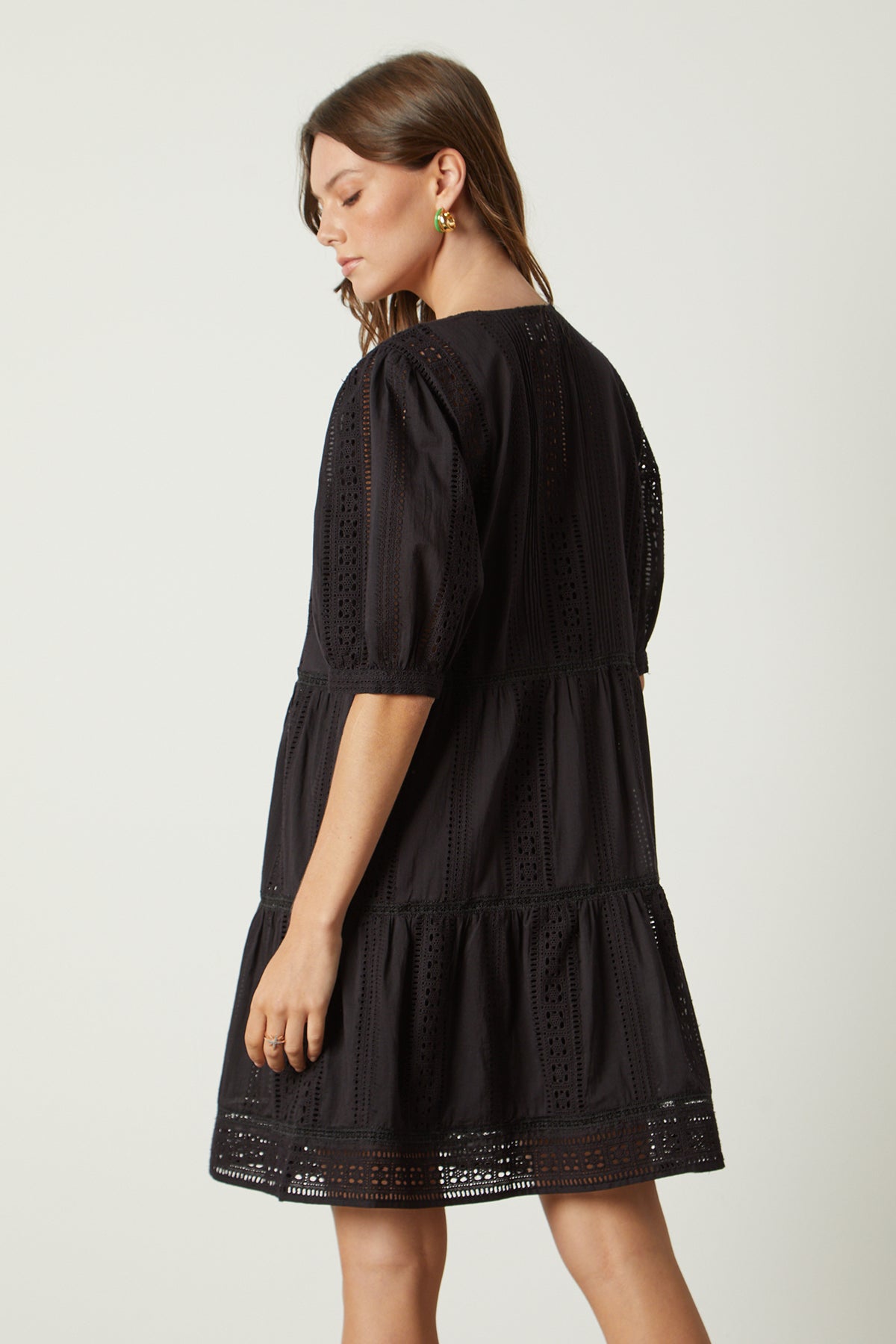 Margaret dress in embroidered black back-26022645104833