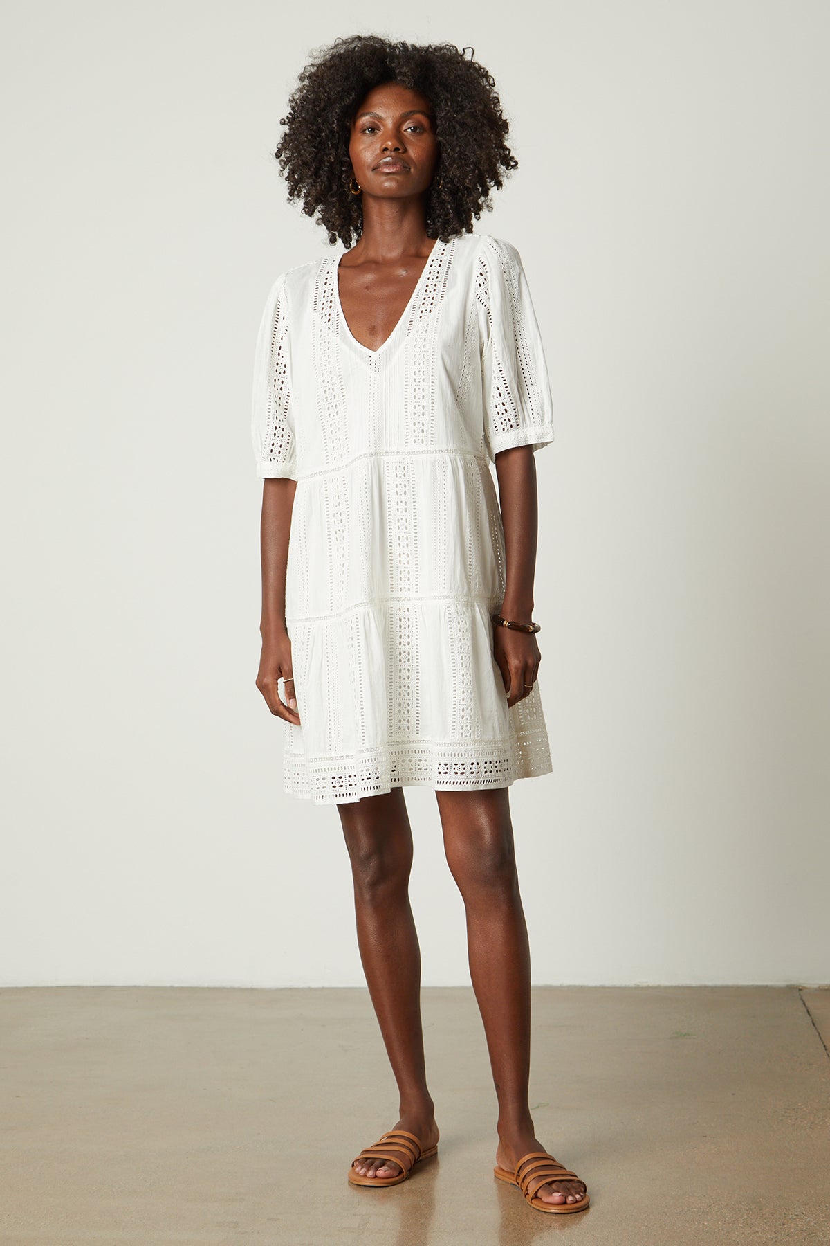 Margaret dress in embroidered cream full length front-26022645203137