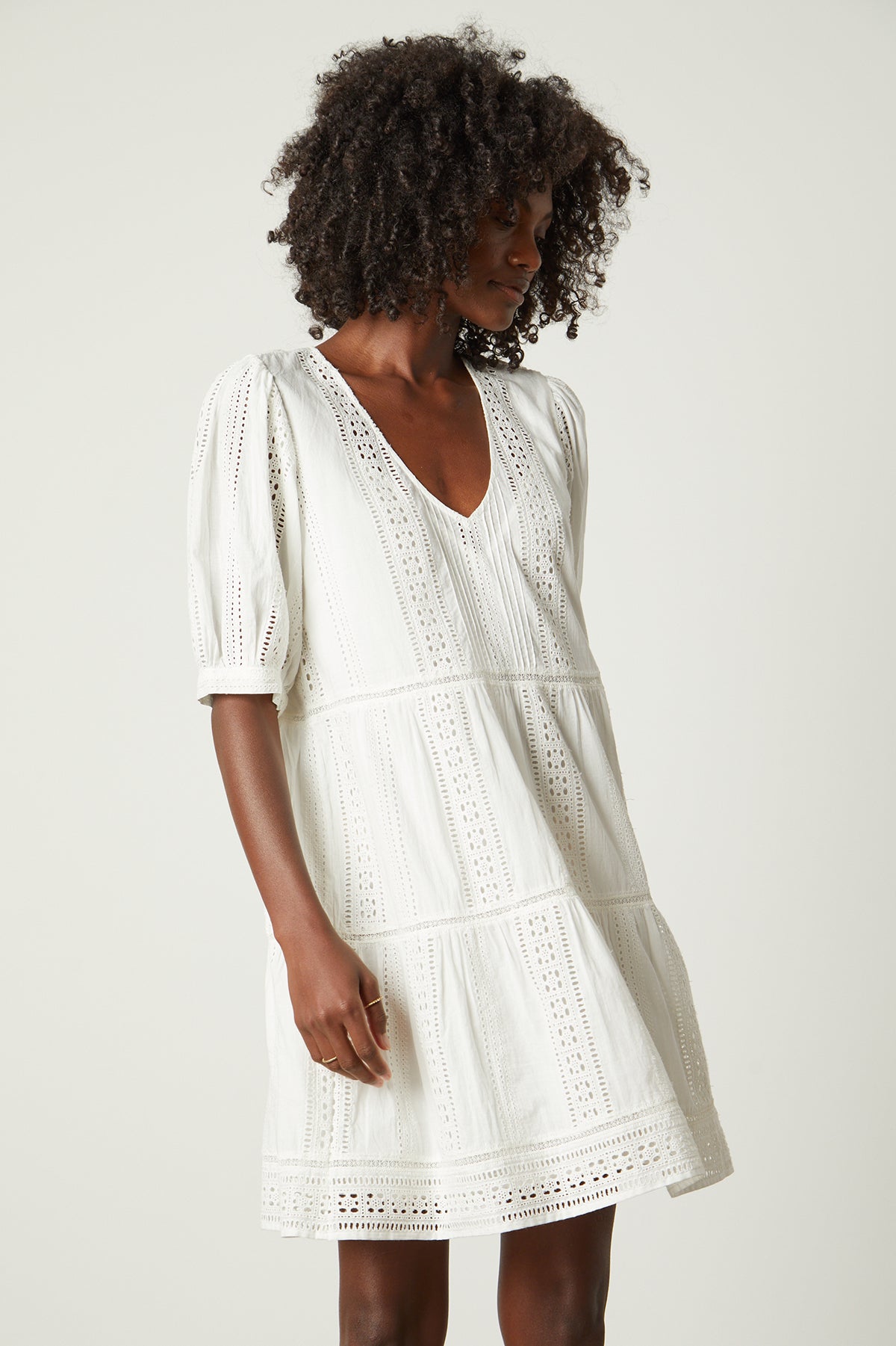 Margaret dress in embroidered cream front-26022645235905