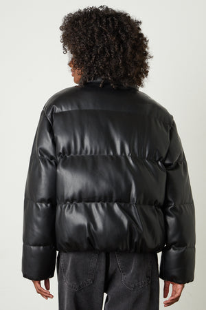 Ally Faux Leather Puffer Jacket in black back