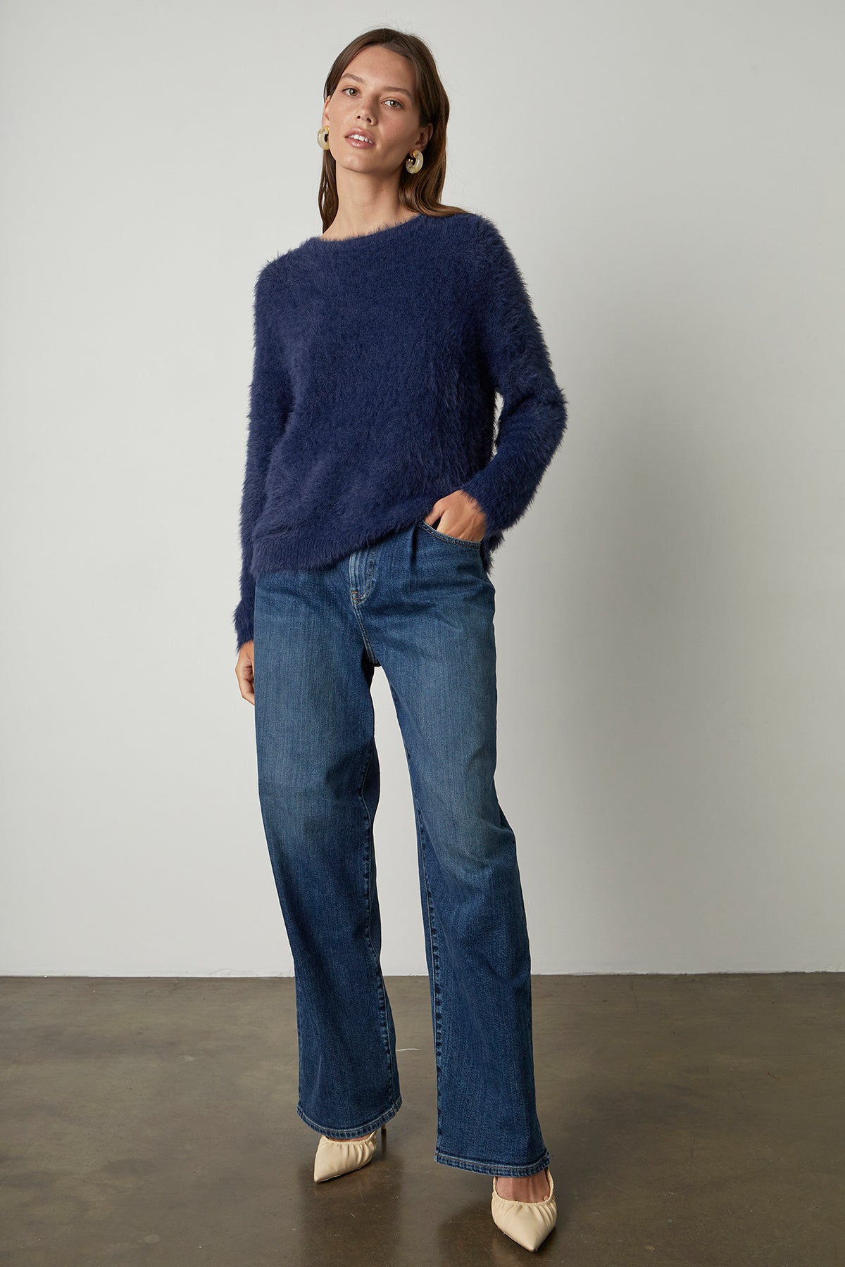   Ray Sweater Navy with Harlow Denim Anchor Front 
