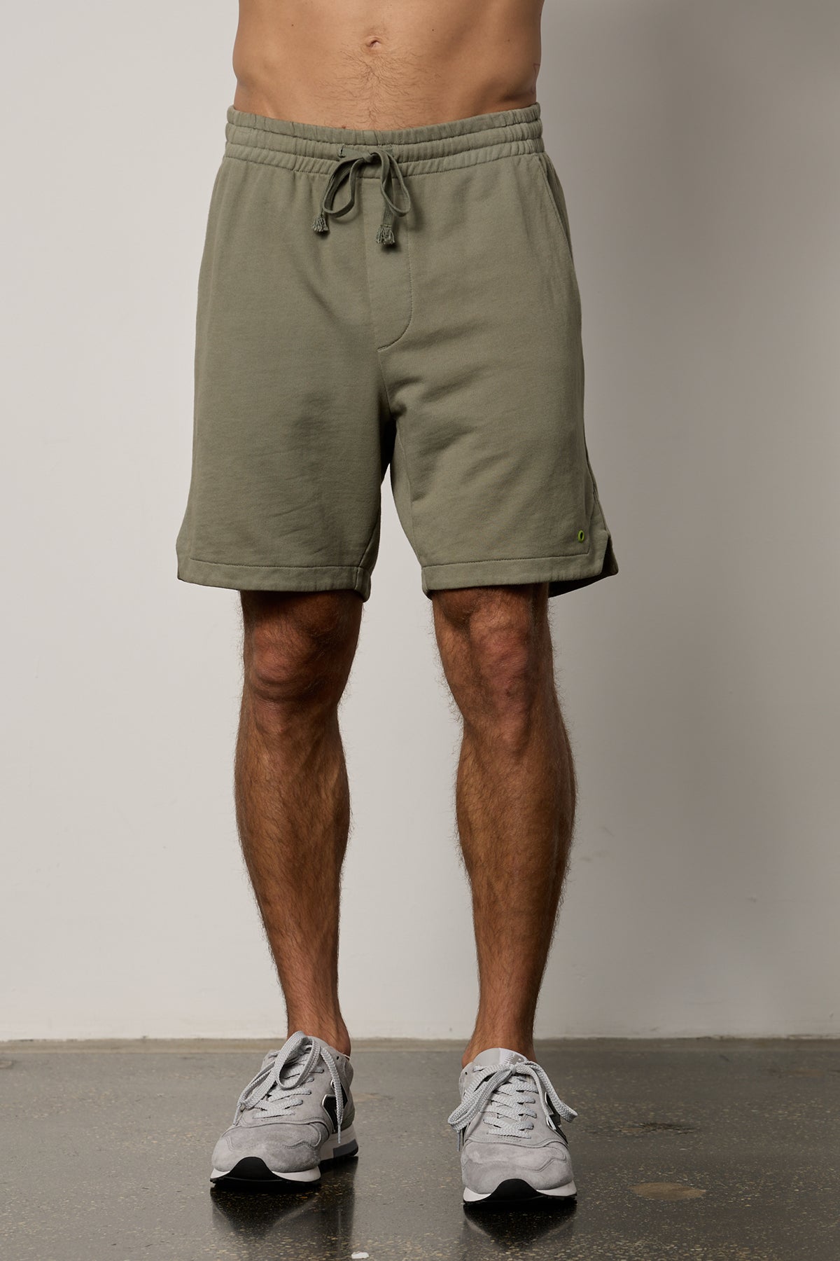   Kane short in camp muted green french terry front 