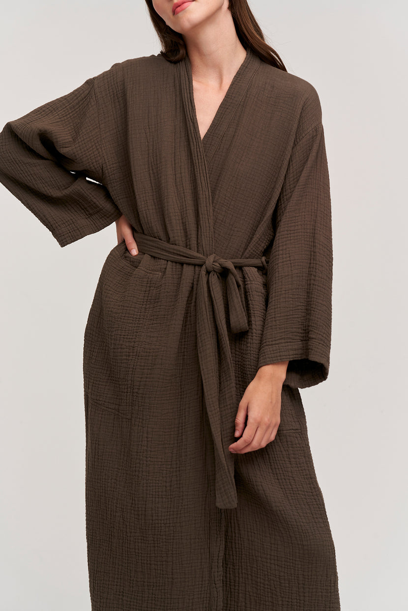 Cotton Robe Army Front Detail
