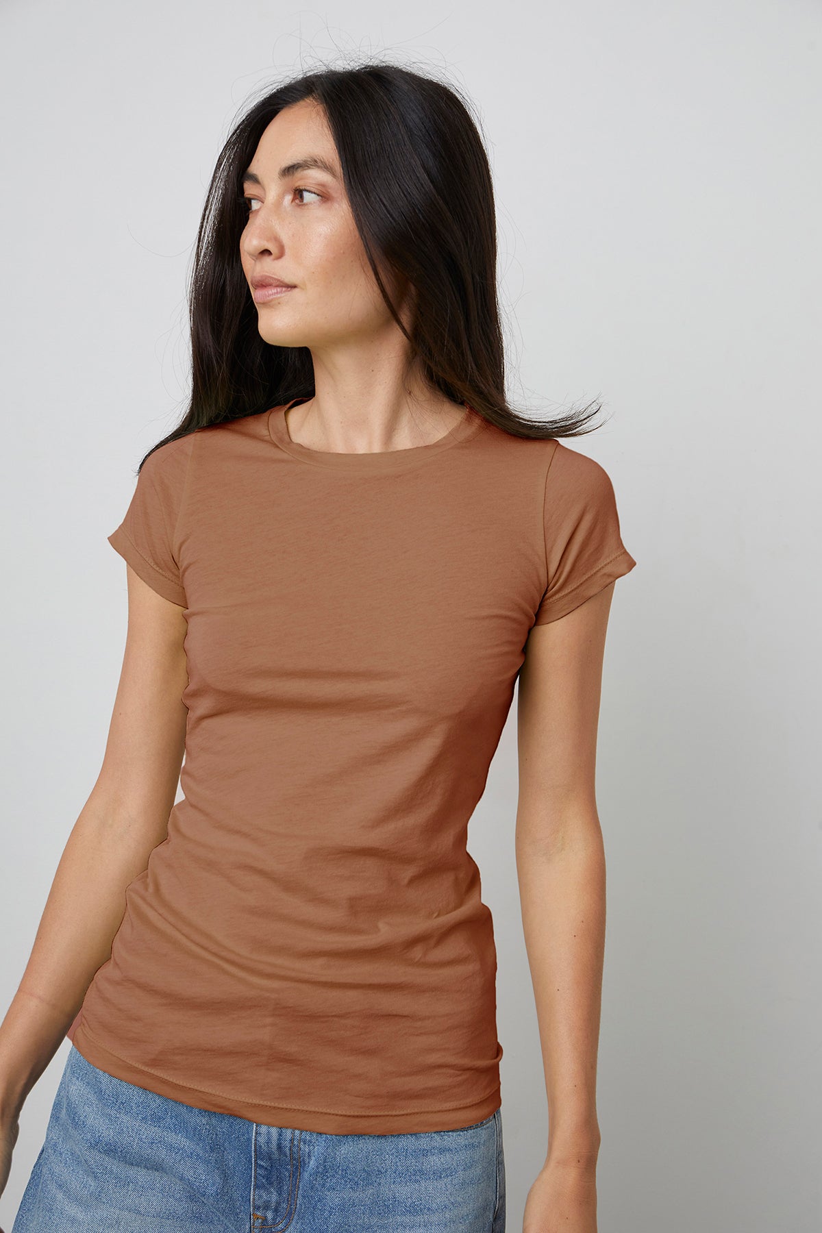 Jemma Tee Cognac with Natalie Short Seaside Front-23854327103681