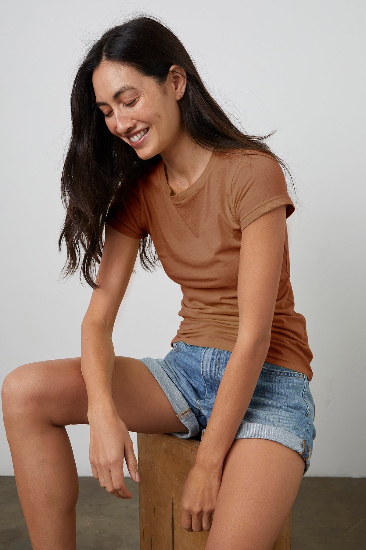 Jemma Tee Cognac with Natalie Short Seaside Front & Side-23854326939841