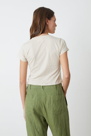 Nina Tee in bisque with Dru pant in basil back