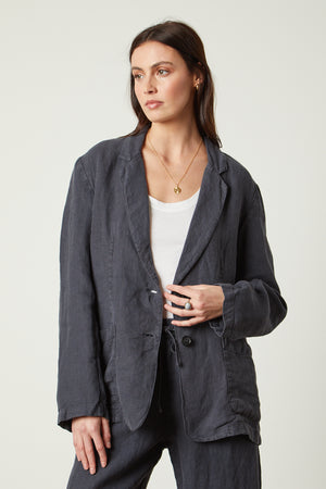 Cassie Blazer in navy copen color with Gwyneth pant front