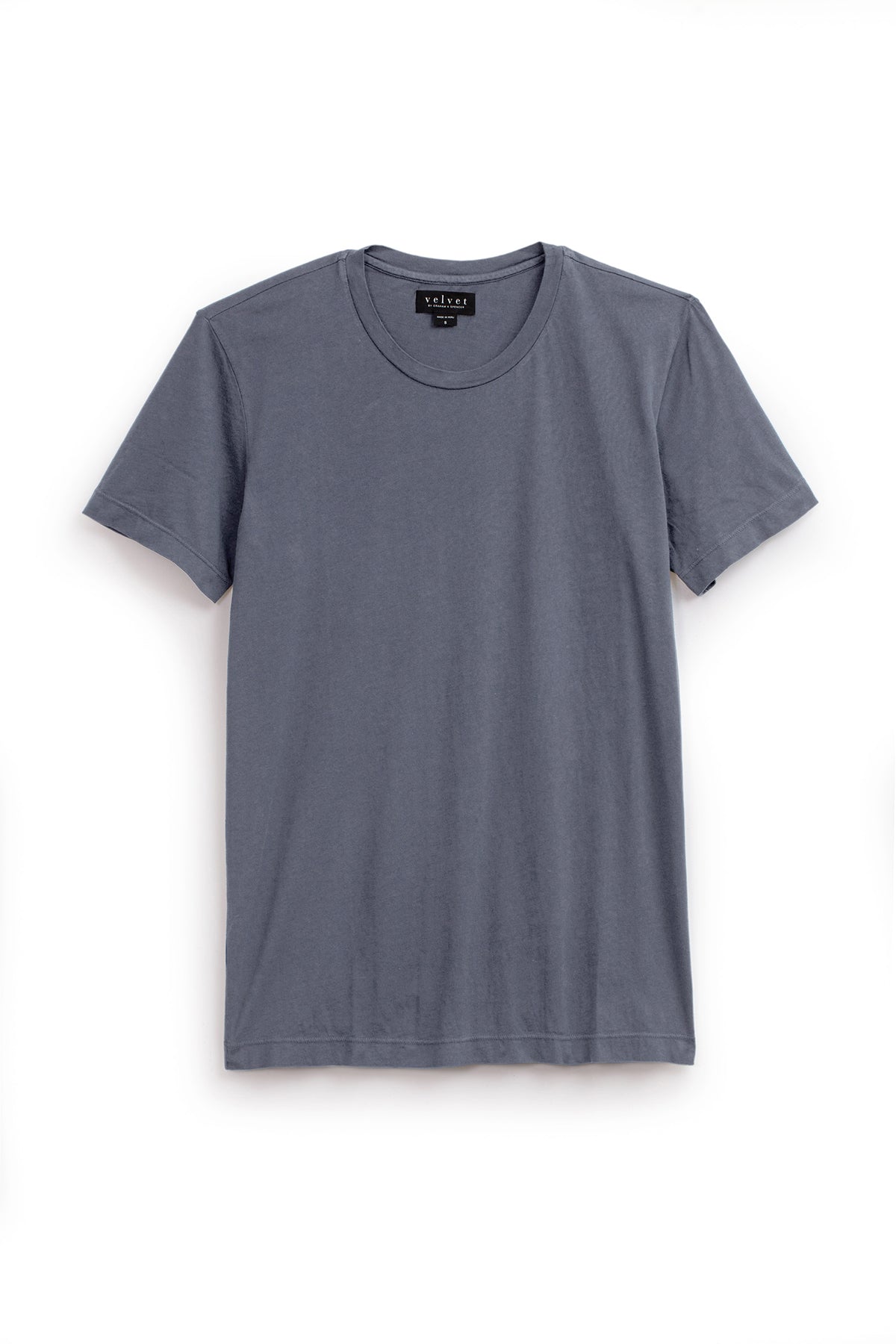 A lightweight HOWARD WHISPER CLASSIC CREW NECK TEE in blue with a vintage-feel softness, by Velvet by Graham & Spencer.-25793661370561