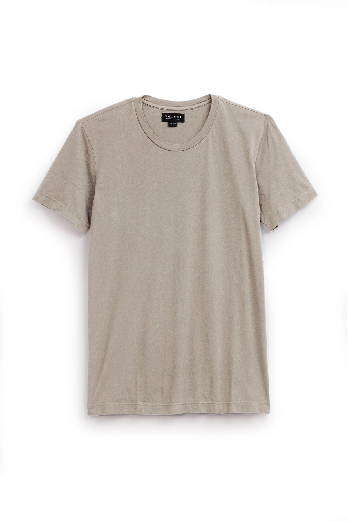   A Velvet by Graham & Spencer HOWARD WHISPER CLASSIC CREW NECK TEE with a vintage-feel softness on a white background. 