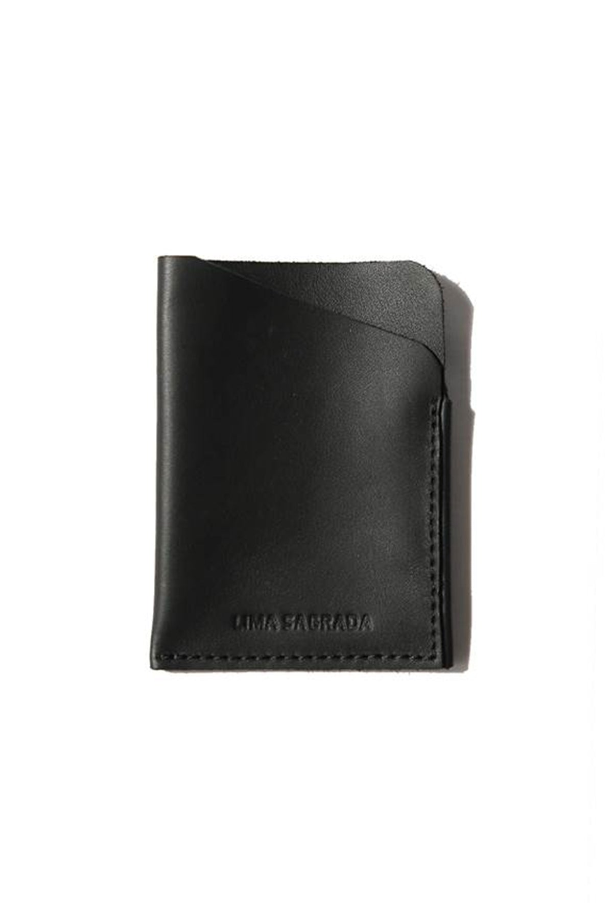 A sleek black SOFT LEATHER CARD HOLDER BY LIMA SAGRADA, handcrafted by local artisans, showcased against a clean white background.-600106565713