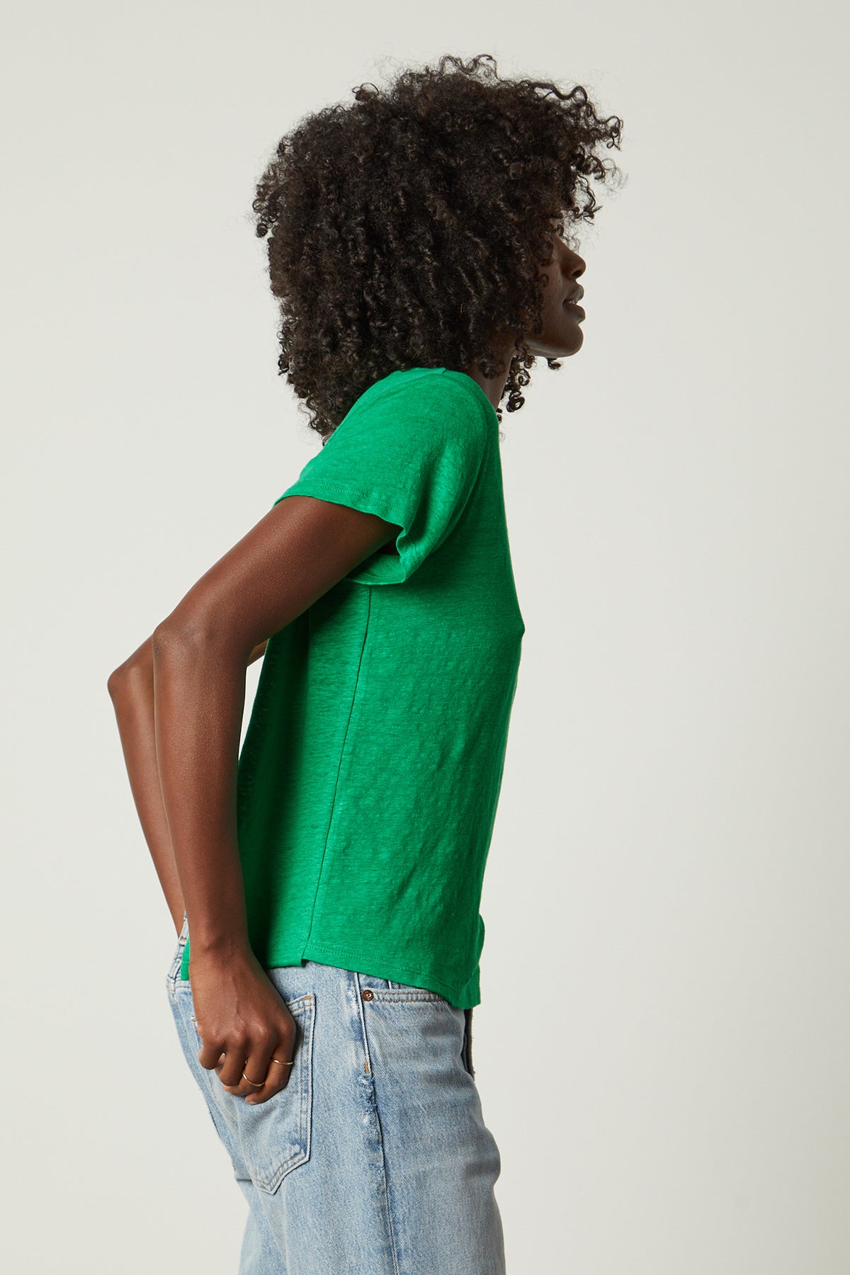 Casey Tee in emerald with blue denim side-26142585028801