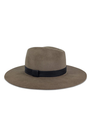 A timeless LUXE AVA FEDORA hat by Velvet by Graham & Spencer with a soft velour texture and a black band on a white background.