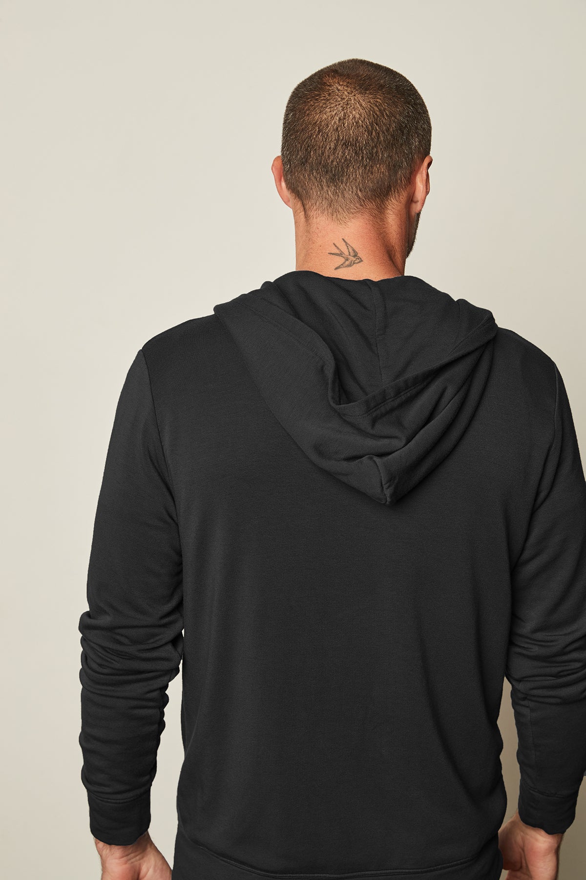   Rodan Luxe Fleece Zip Hoodie in black back 