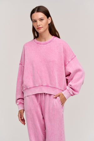 lindsey fleece sweatshirt pink front 2
