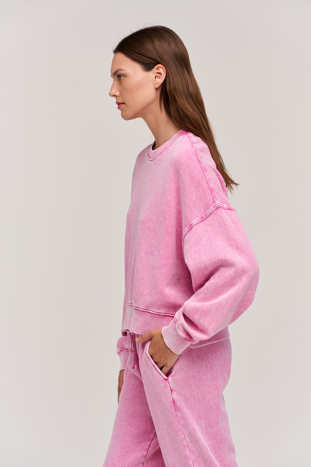   lindsey fleece sweatshirt pink side 