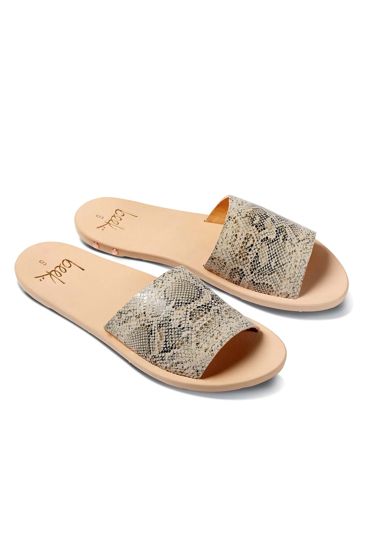 a pair of Beek Mockingbird sandals in beige snakeskin.-20266124148929