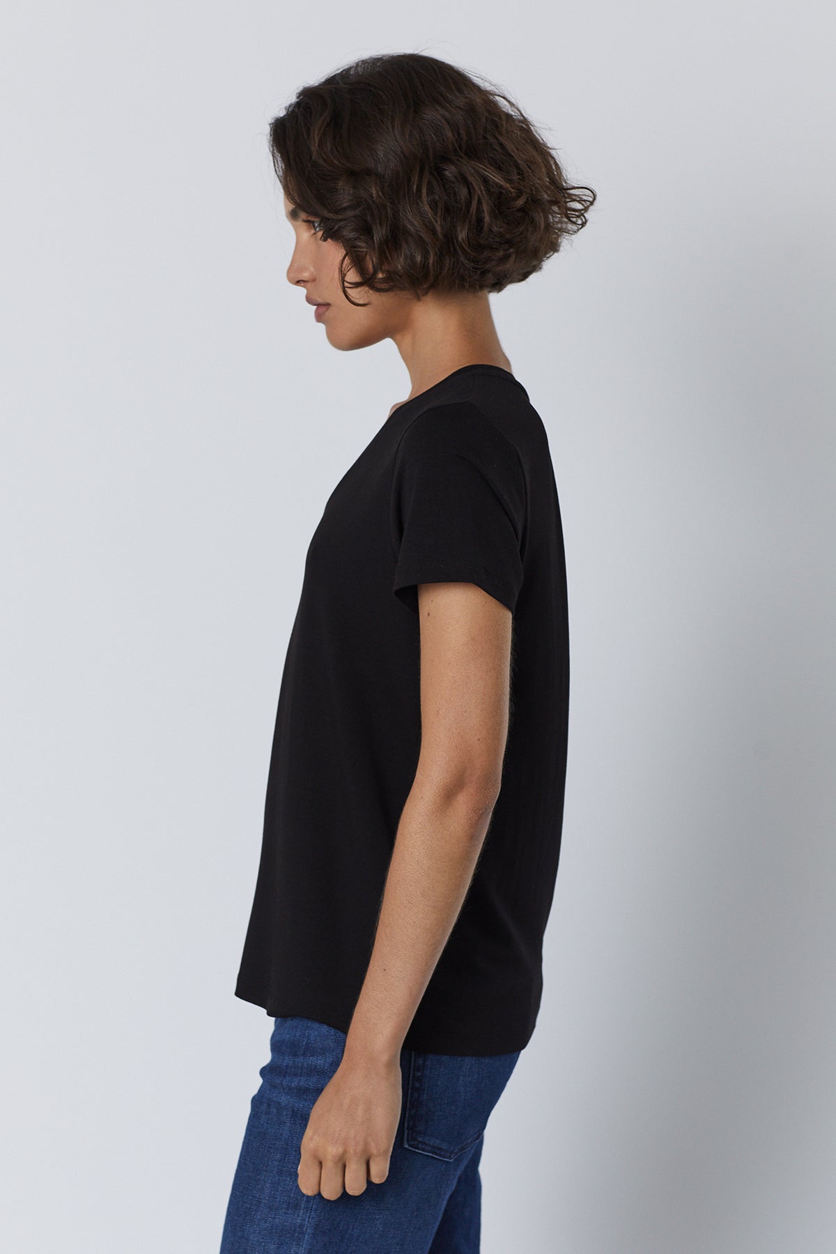 Runyon Tee in black with blue denim side-26007207280833