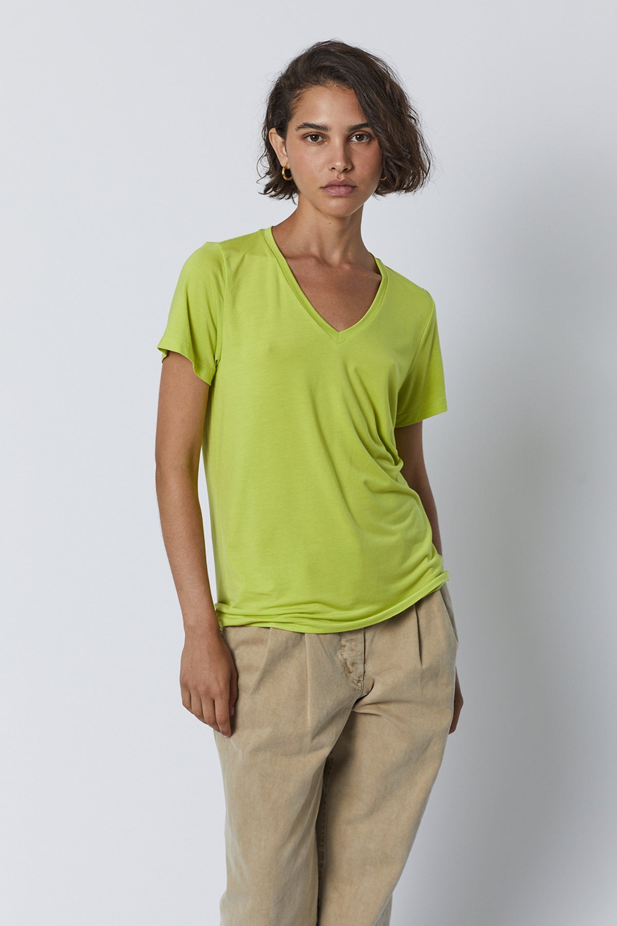 Runyon Tee in lime with Temescal pant in putty front-26007207346369