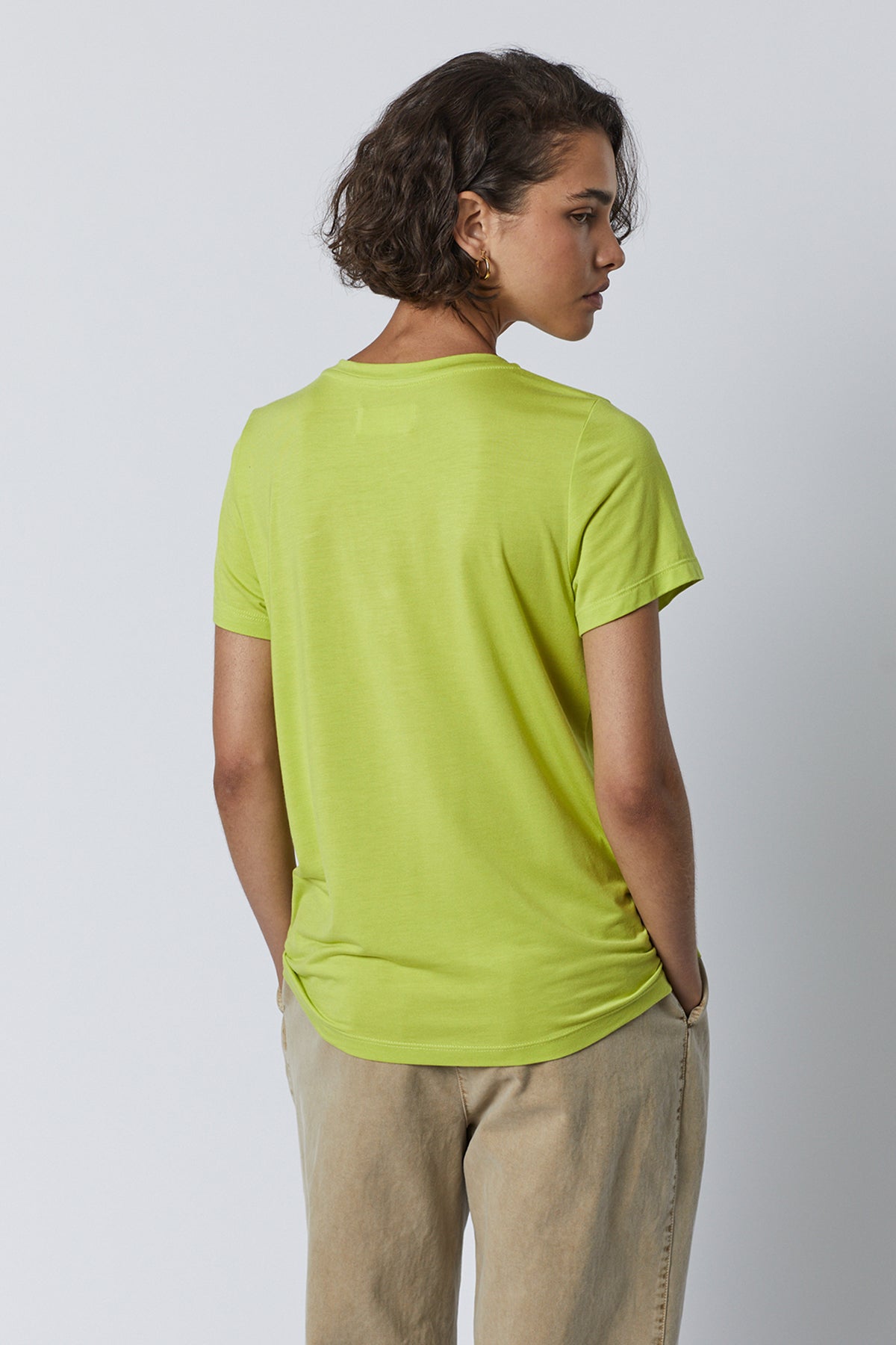  Runyon Tee in lime with Temescal pant in putty back 