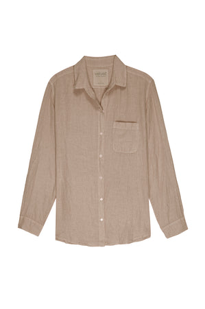 Mulholland Button Up Linen Shirt in khaki flat