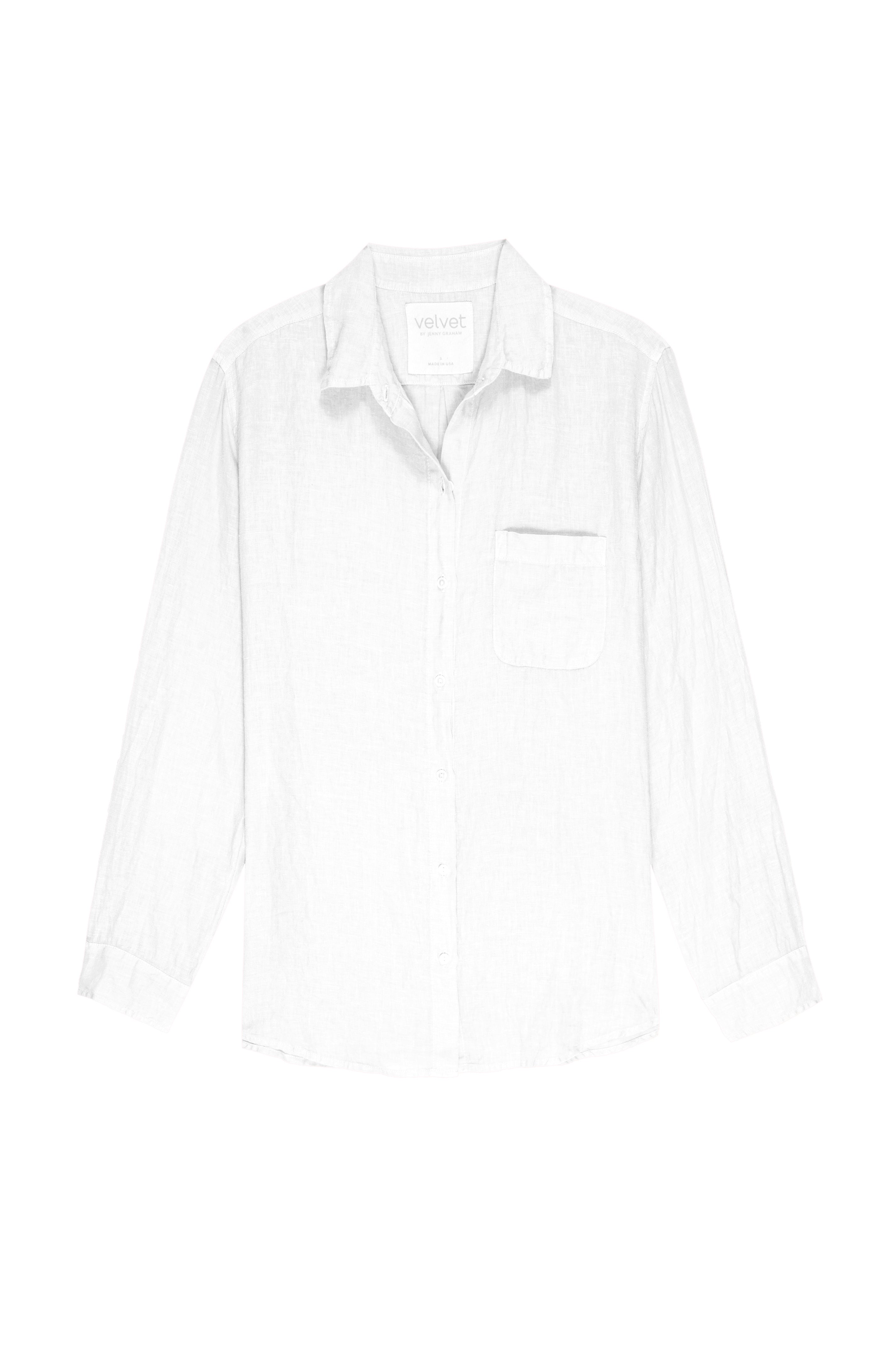   Mulholland Button Up Shirt in Linen White Flat 