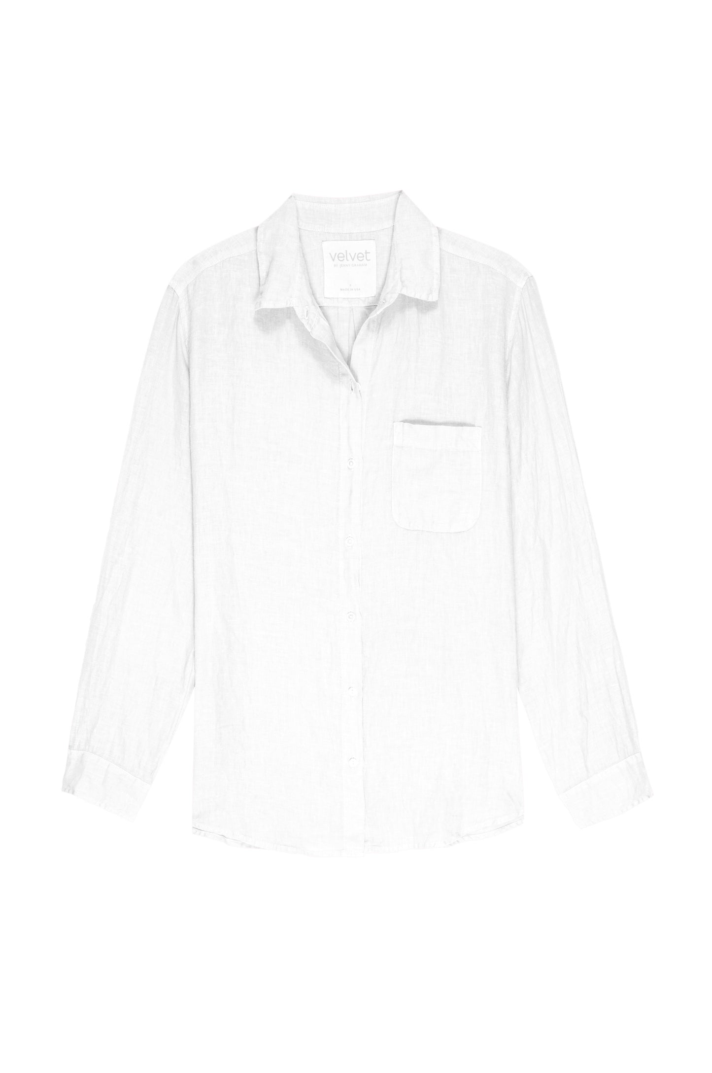 Mulholland Button Up Shirt in Linen White Flat-25134162641089