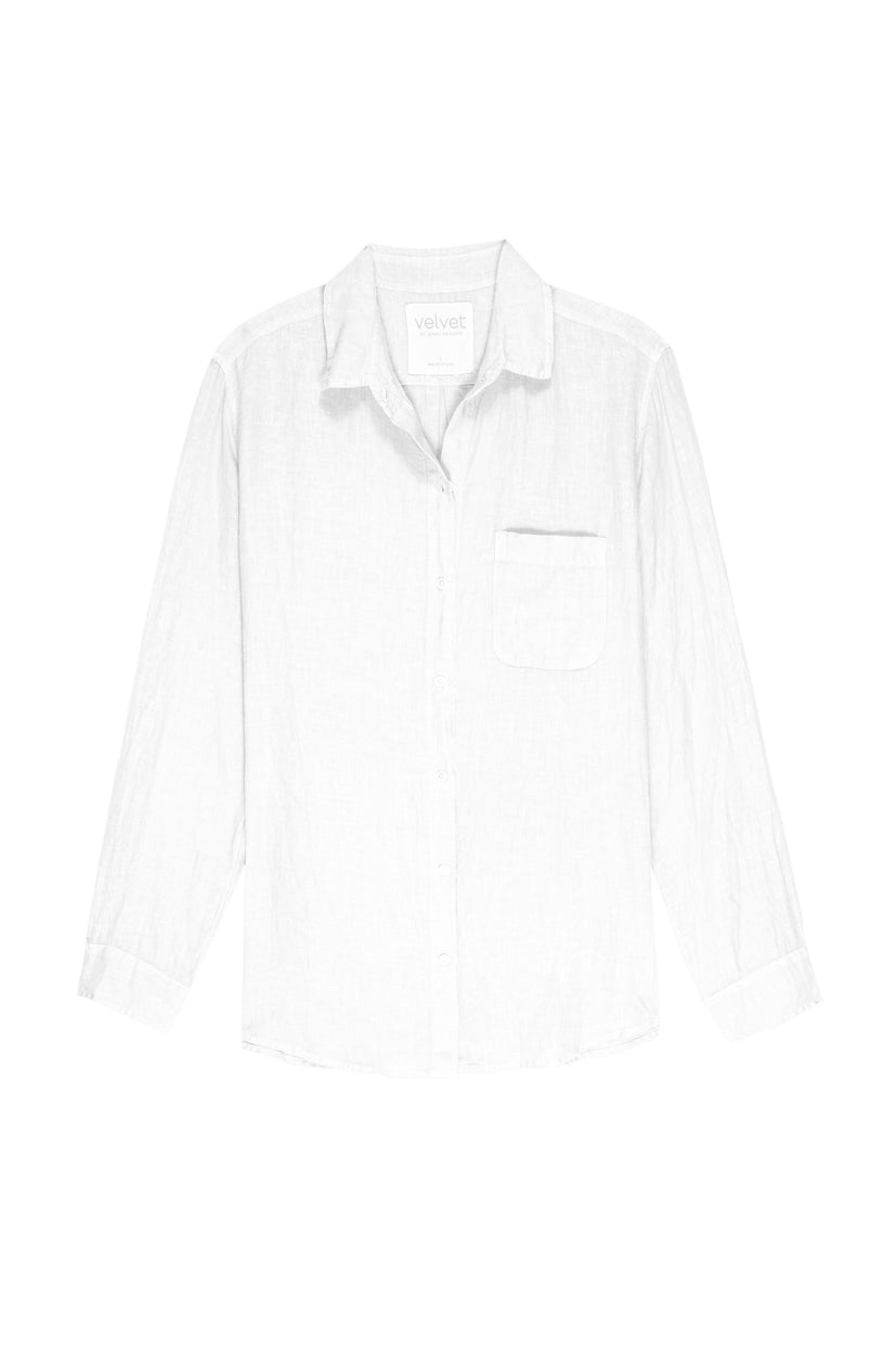 Mulholland Button Up Shirt in Linen White Flat