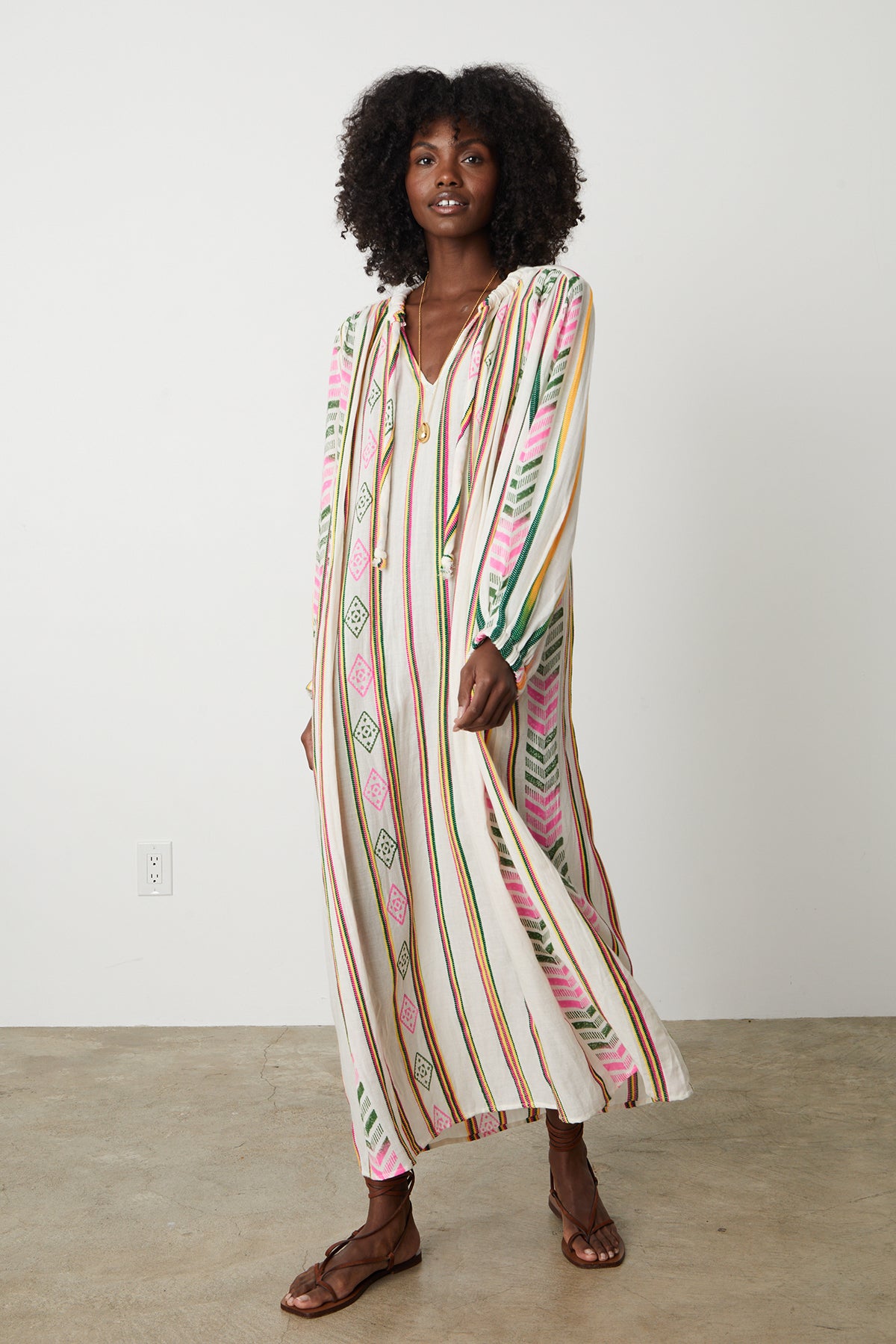 Peyton Maxi dress in multi colored jacquard full length front-26255710617793