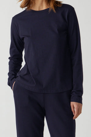 Vicente Tee in navy with Zuma Sweatpant front