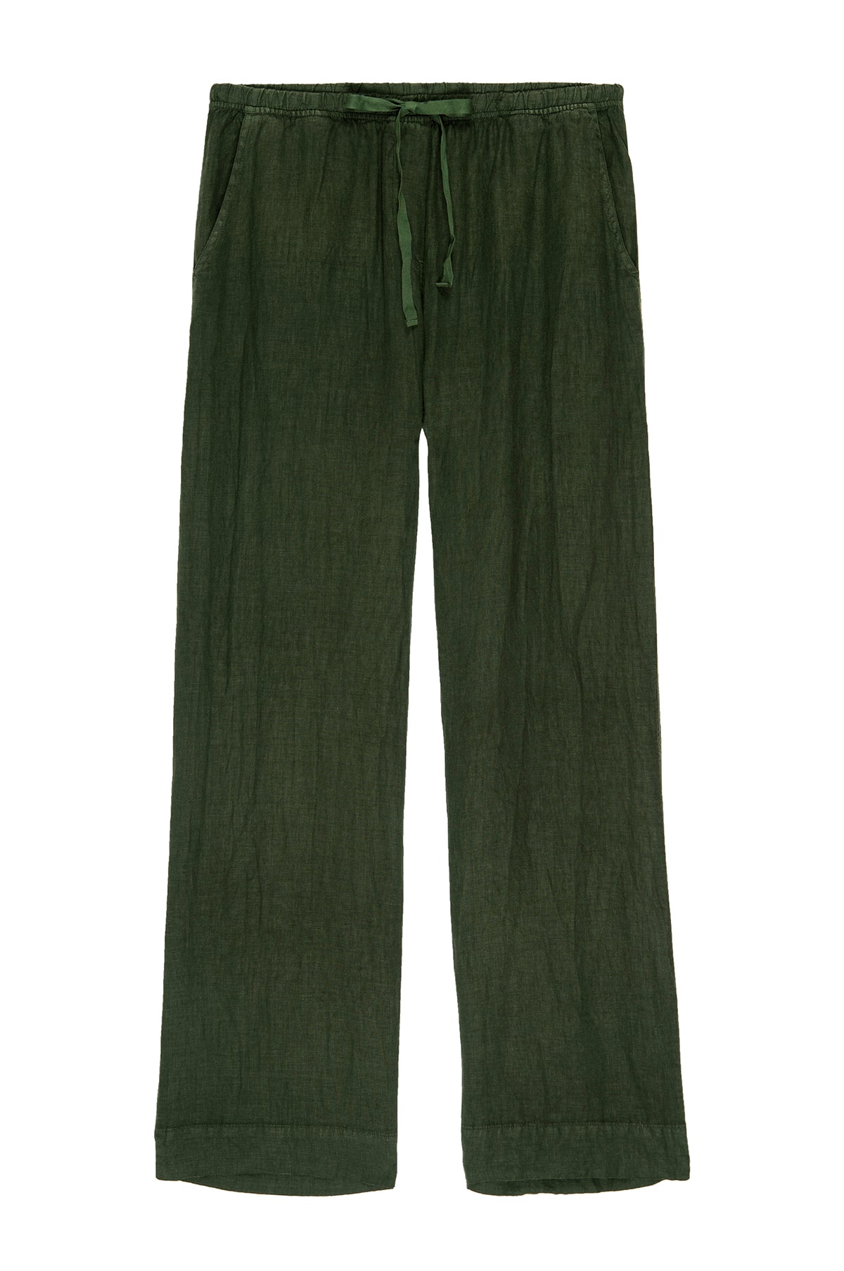   A women's green linen PICO PANT by Velvet by Jenny Graham. 