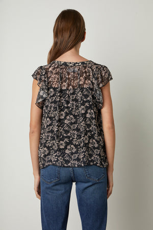 demi blouse black floral back