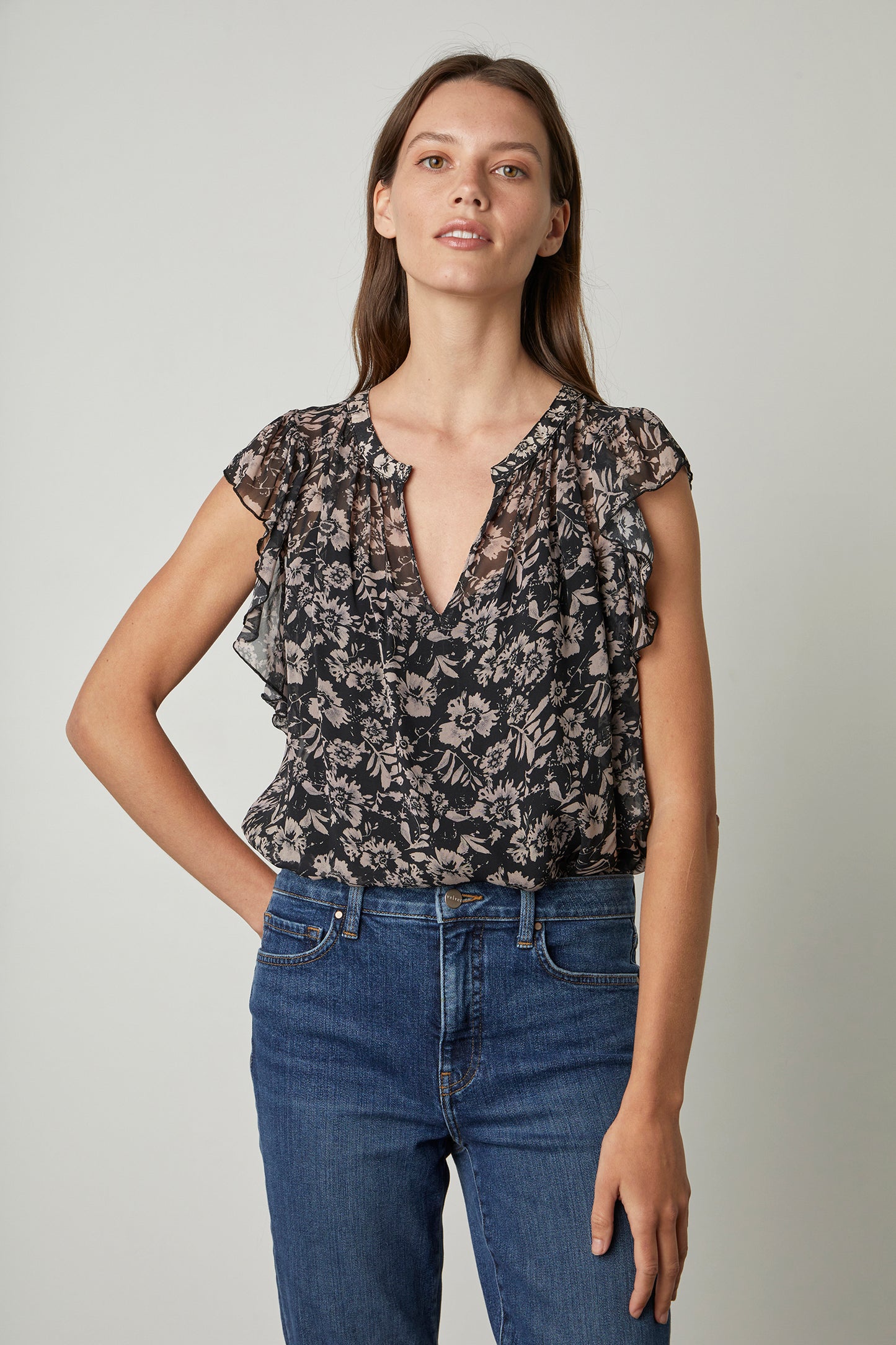 demi blouse black floral front-24257287094465