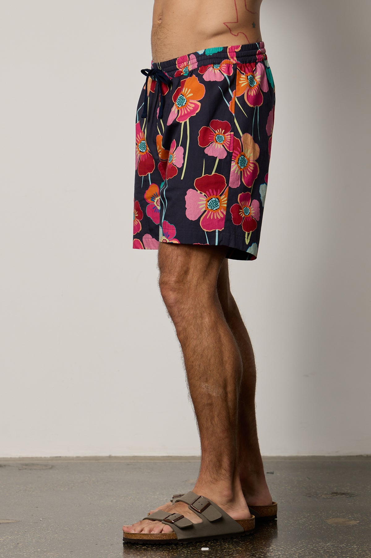 Colt Short side in bahama print with bold, multi colored floral pattern with dark background-26266340917441