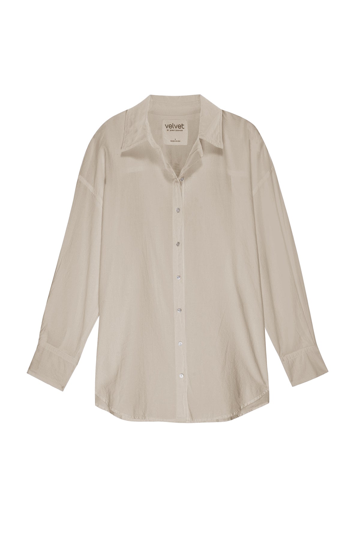   a Velvet by Jenny Graham REDONDO BUTTON-UP SHIRT in beige. 